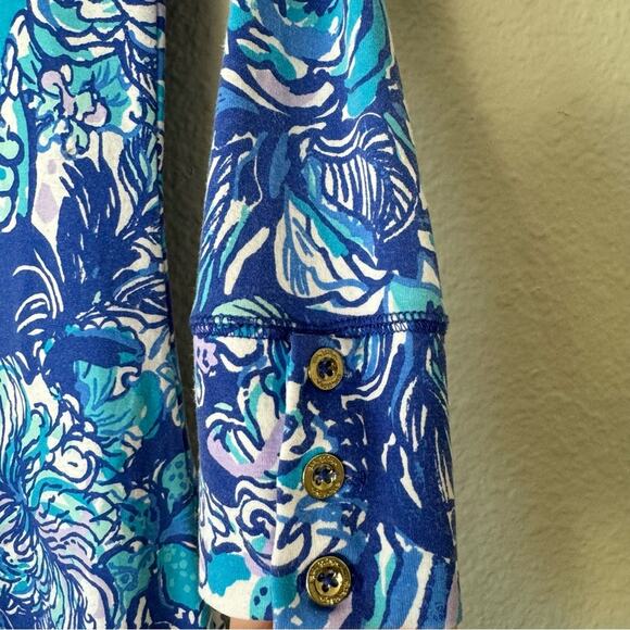 Lilly Pulitzer Turquoise & Navy Blue Sophie Dress UPF 50+ Size XXS - Picture 3 of 7